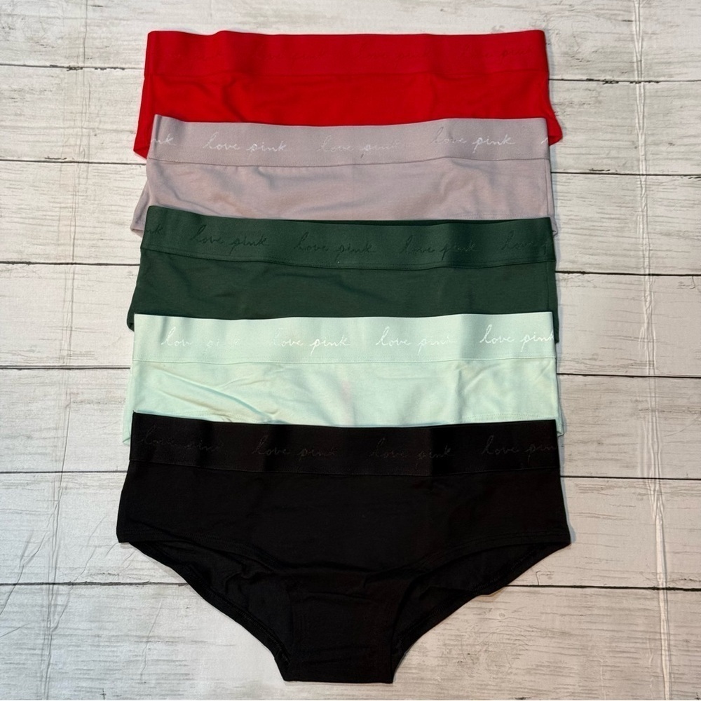 PINK Victoria's Secret 5-Pack Logo Cotton Hiphugger Panties